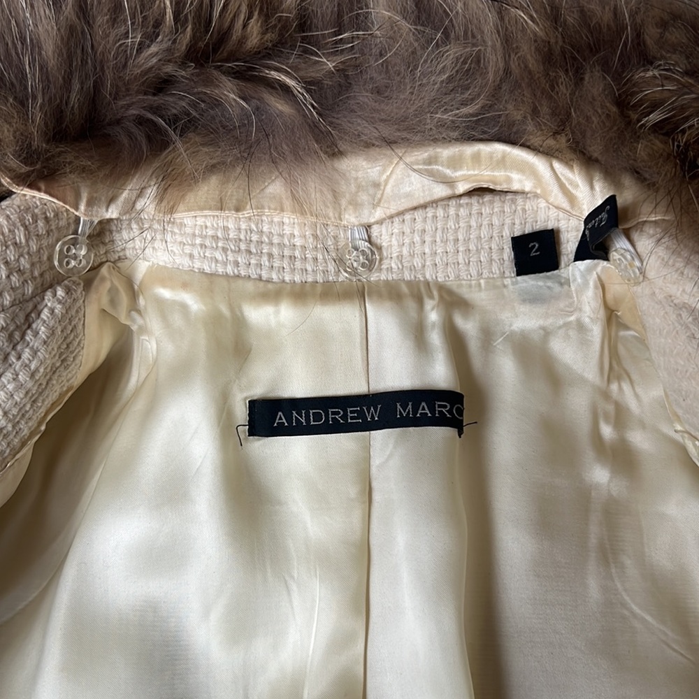 Andrew Marc Virgin Wool & Raccoon Fur Coat - Picture 9 of 11